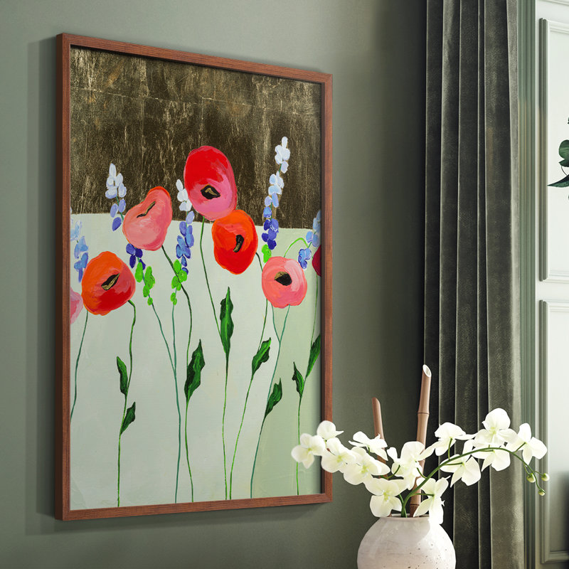 «Poppy Party», reproduction encadrée - bois massif, Brun, H 20 po x l 16 po