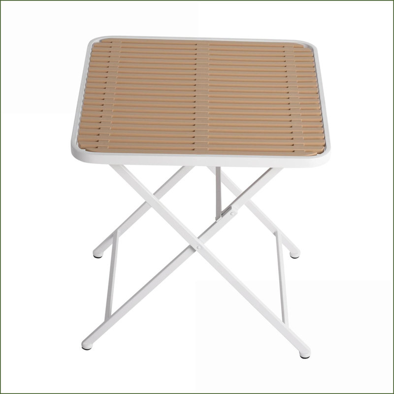 Folding Square Coffee Table with Polypropylene Top & Metal Legs, Easy-Clean for Indoor/Outdoor Use