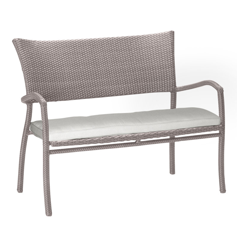 Skye Wicker Garden Bench, Black Walnut, Natural White, Welt