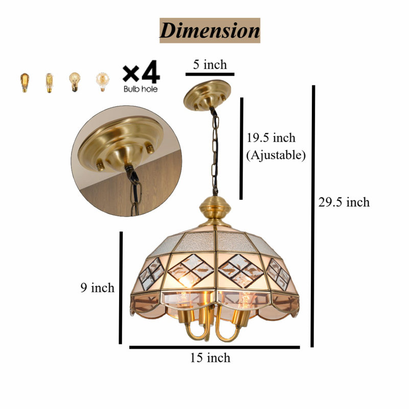 15" Pendant Lights Kitchen Island, Gold Modern Chandelier Gold Light 