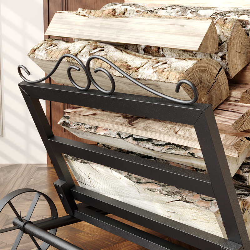 Metal Log Rack With Wheels