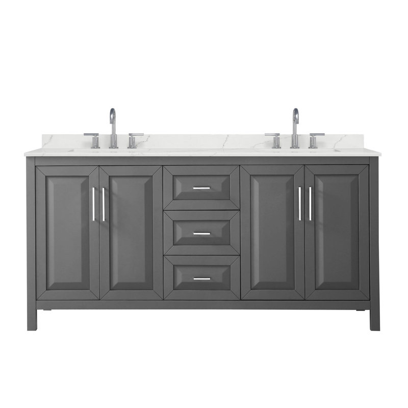 Daria 72'' W Vanity, Polished Chrome, Gray, Giotto Quartz