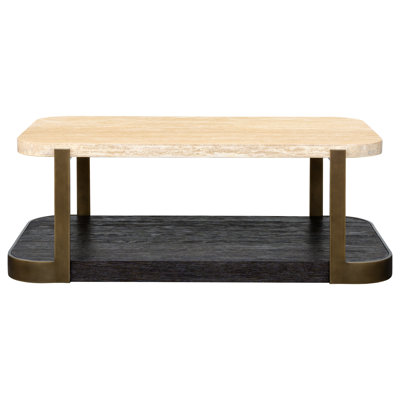 Callista Travertine Cocktail Table with Casters