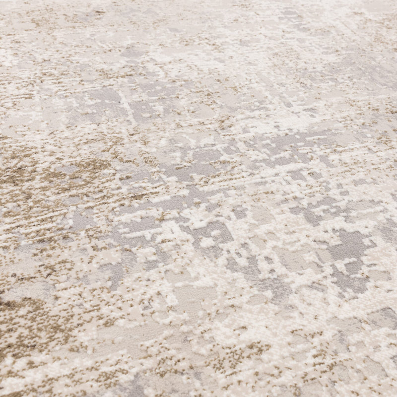 Abrienne Soft Shiny Border Beige Rug, Runner 66 x 240cm