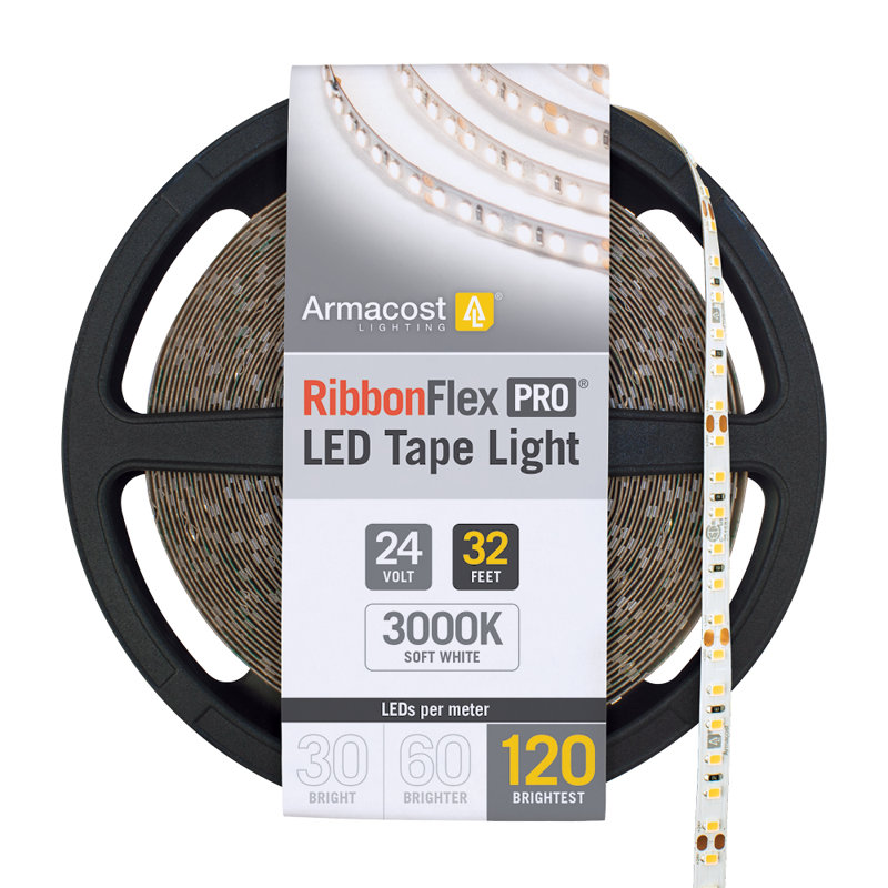 RibbonFlex Pro, 24 V, 3000 K, 120 DEL / M, IP20, 10 M de bande de lumière pour dessous de meuble