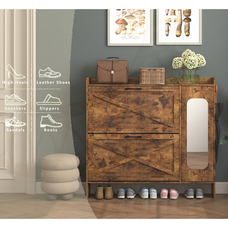 Spacious Shoe Cabinet with Adjustable Storage, Mirror, and Anti-Tipping Safety for Modern Entryways