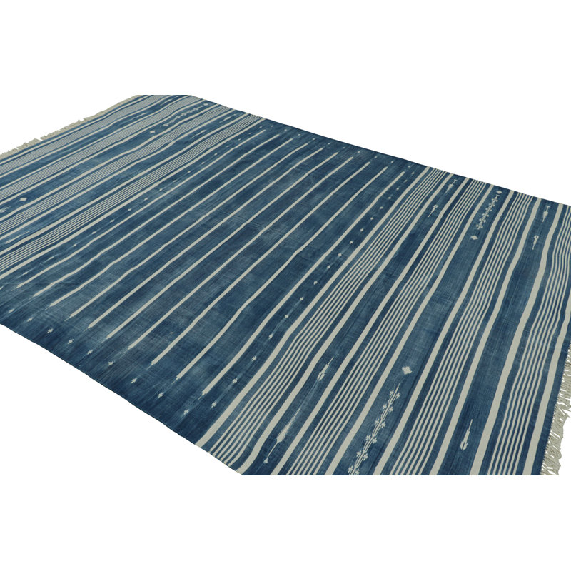 Kilim & Flat Weave Cotton Striped Area Rug, Rectangle 8' x 10'