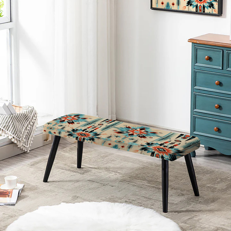 Banc beige rembourré géométrique Nomad