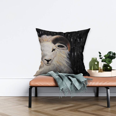 Bushy ram - 26"x26" Throw pillow - Poly twill - Print on demand