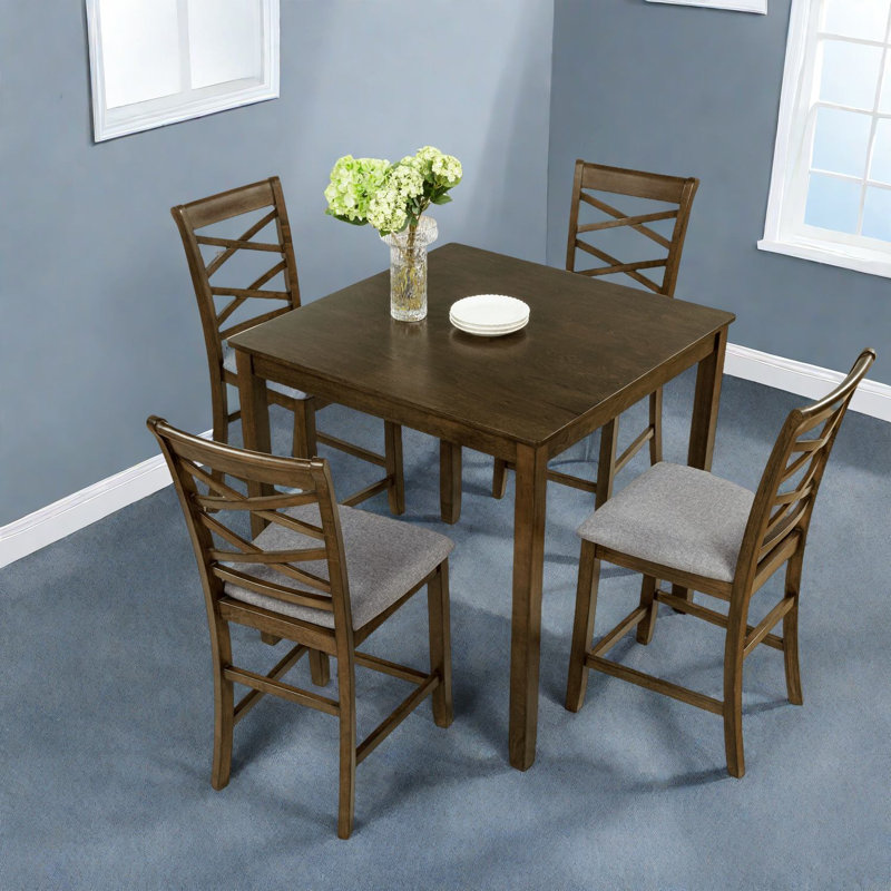 Modern Wood Dining Table Sets For 4, Compact And Space-saving, Walnut Finish
