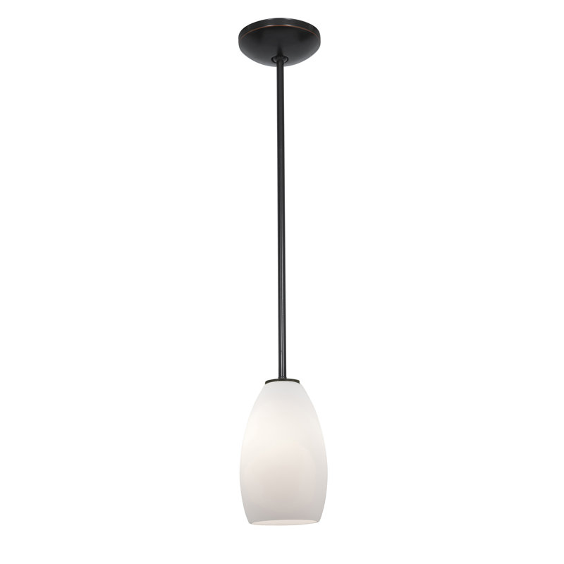 Luminaire suspendu à 1 lumière Carballo, Opale, Bronze huilé