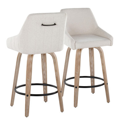 Harper 26" Fixed-Height Counter Stools with Bent Wood Legs & Round Footrest