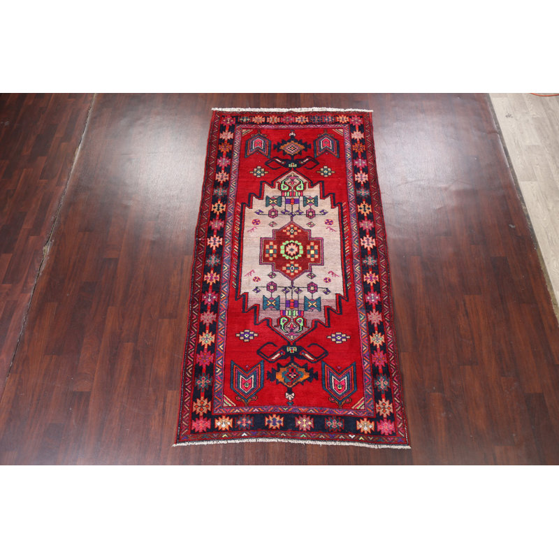Tapis géométrique à motif persan Hamedan noué à la main 5 x 9