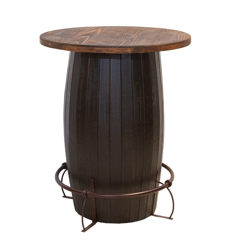 Tequila Barrel Bar Table with Footrail