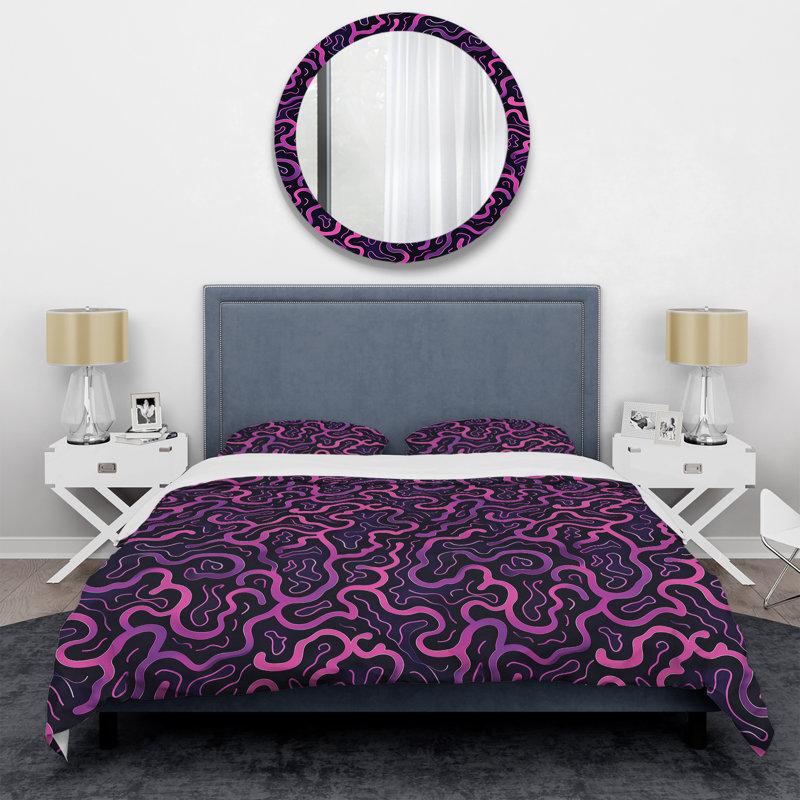 Mauve et rose - Ensemble de housse de couette moderne, Housse de couette très grand et 2 très grandes t