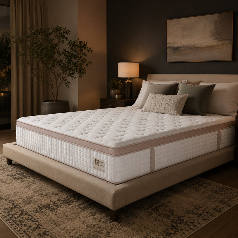 LUMERIS 14 Inch Firm Hybrid King Mattress with Gel Memory Foam & Pocket Springs for Cooling Support, Motion Isolation and Pressure Relief - Modern Bedroom Essential