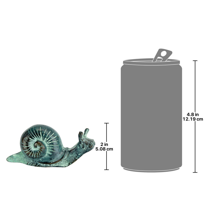 Small Bronze Snail Garden Statue with Emerald Patina