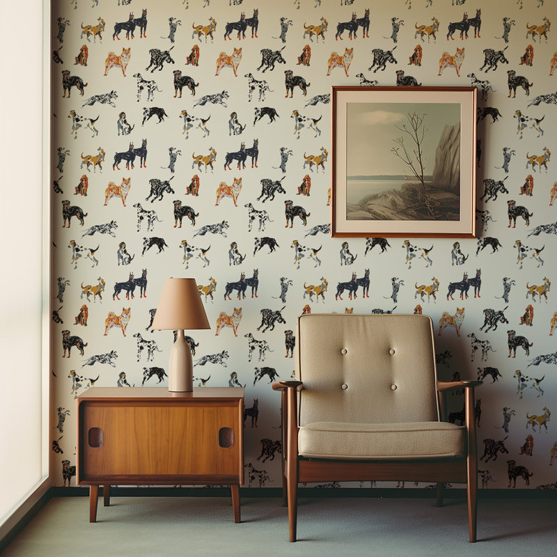 Dog Days - Wallpaper, Pale Blue, Peel & Stick, Self-Adhesive