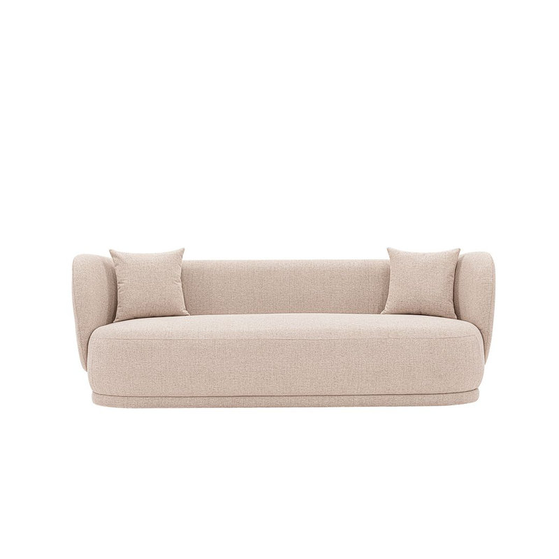 Siri 93'' Modern Polyester Blend Upholstered Pine Wood Sofa in Wheat, Wheat 100% Linen