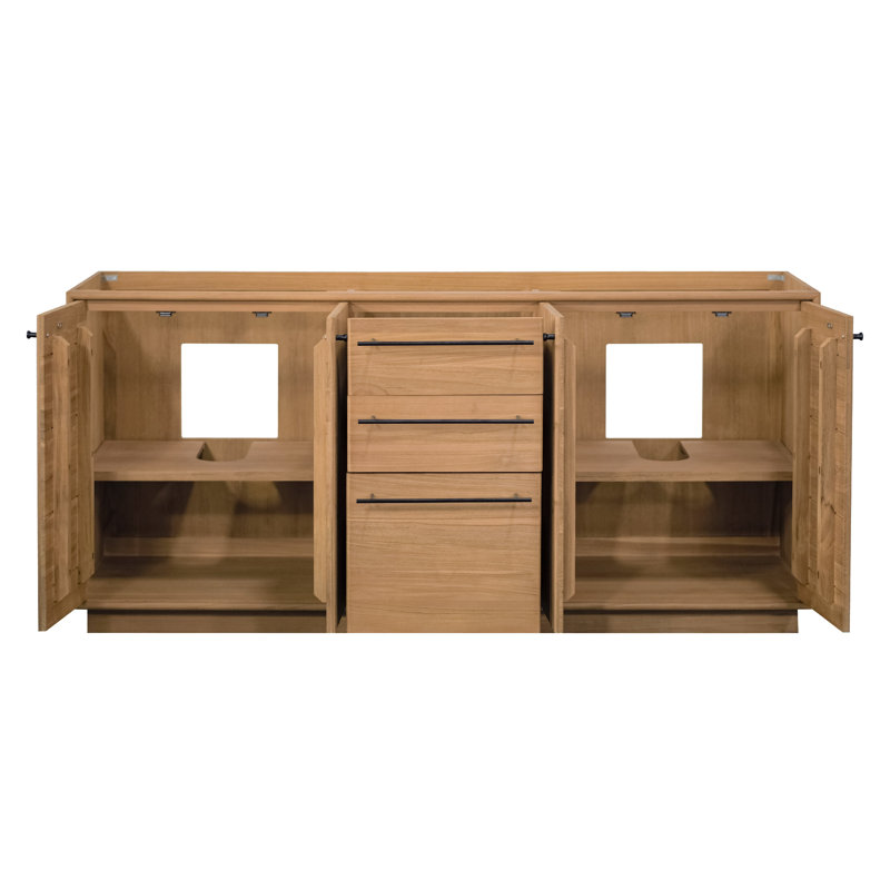 Carter Meuble-lavabo double en teck naturel