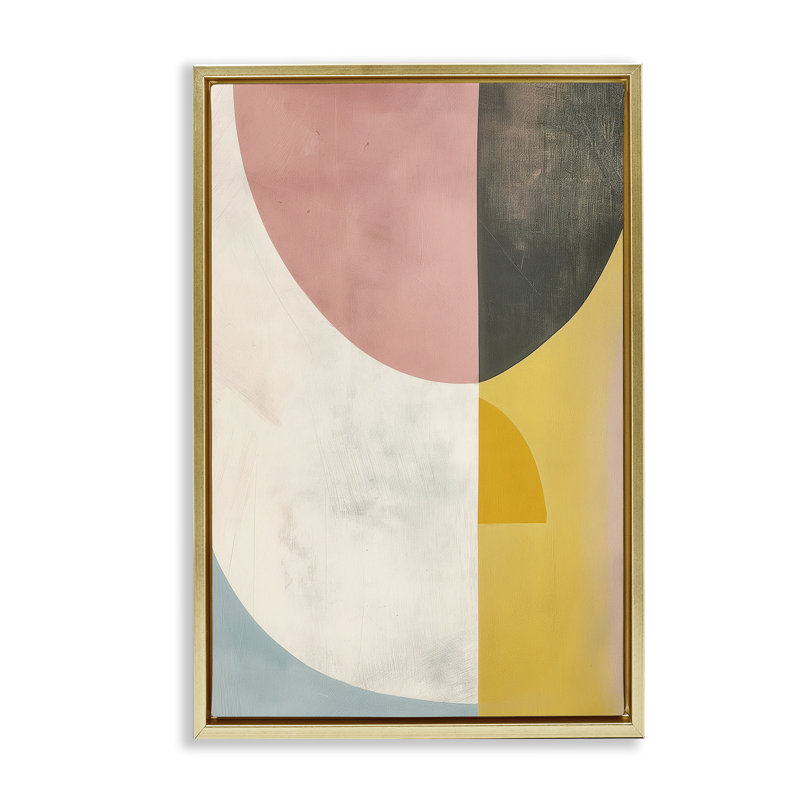 Cadre flottant scandinave à courbes pastel, design par 1x, H 31 po x l 21 po, Cadre flottant métallique doré