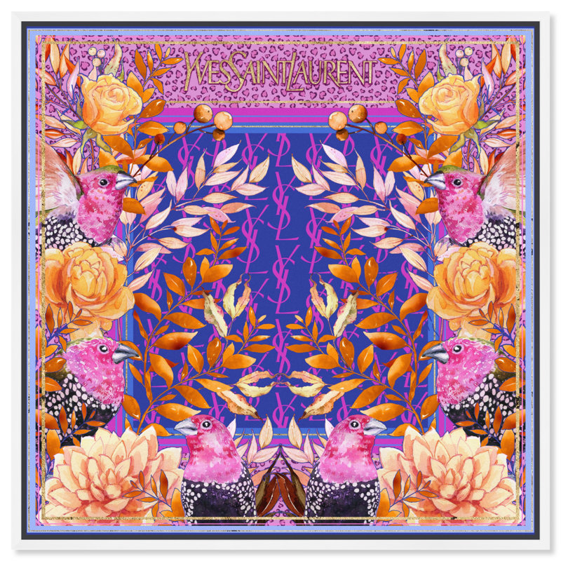 Impression sur toile, "Colibris" par Everly Quinn, Cadre blanc, H 17 po x l 17 po