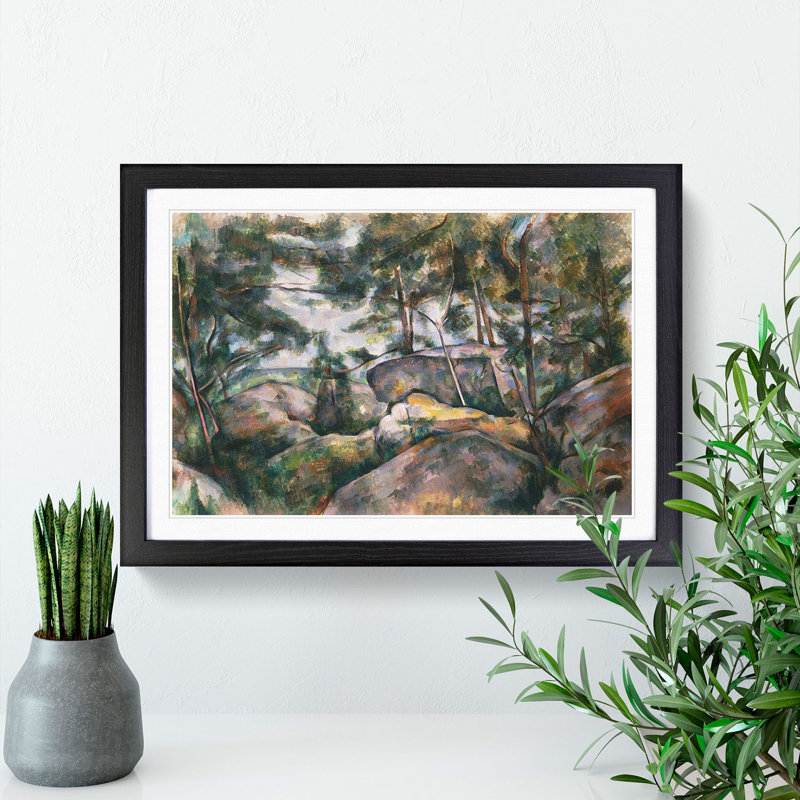 Rocks in the Forest by Paul Cezanne - Picture Frame Painting, Black Framed, 36cm H x 48cm W x 2cm D