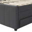 Lit plateforme simple tapissier avec lit gigogne et 3 tiroirs fonctionnels en lin gris