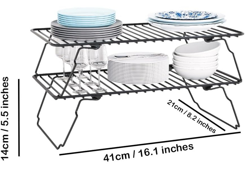 2-Pack Metal Kitchen Cabinet Shelf Organizer