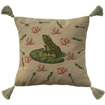 Mina Victory Vintage Pillow Frog Seafoam Indoor Throw Pillow