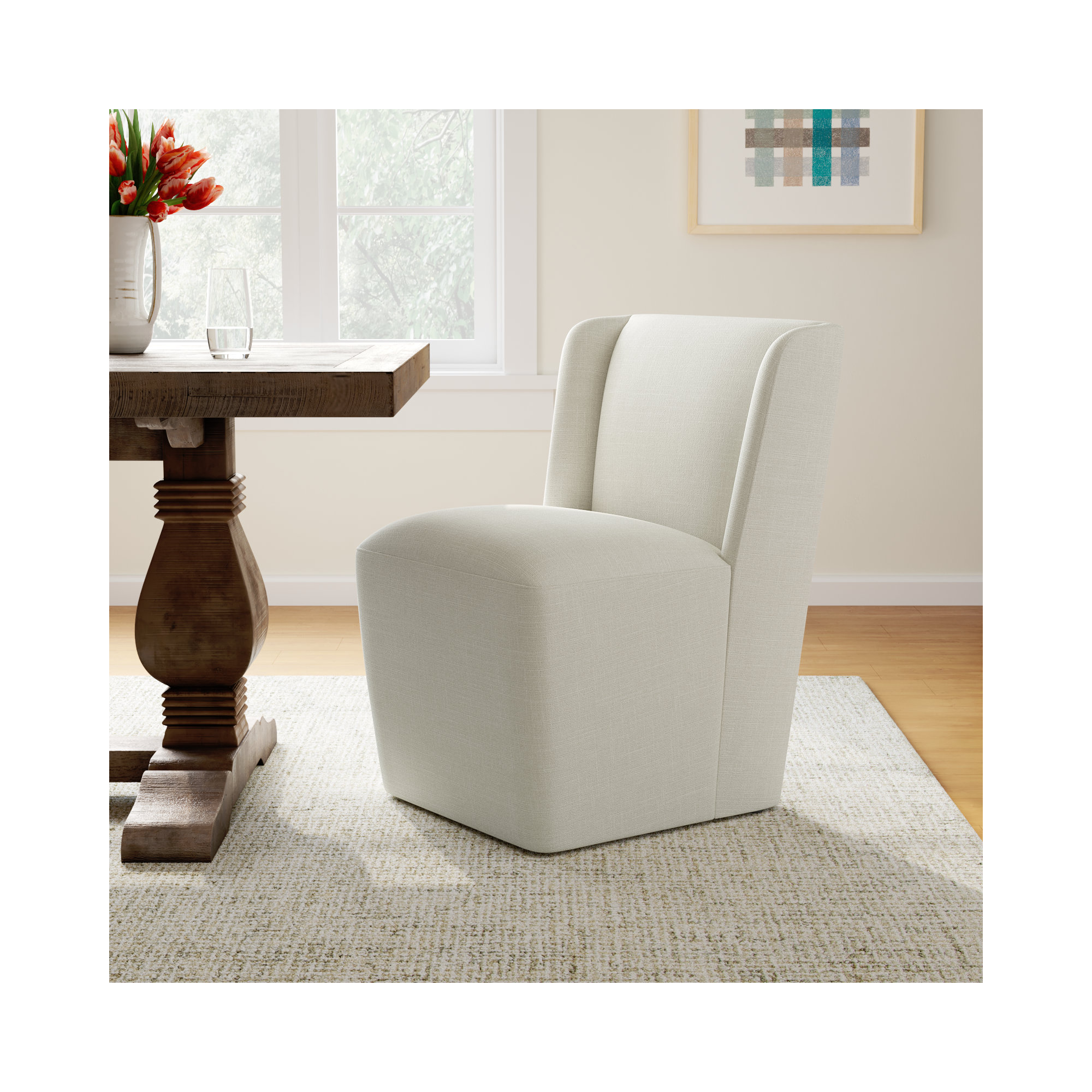 Ardeth Upholstered Side Chair, Effie Linen Performance Linen