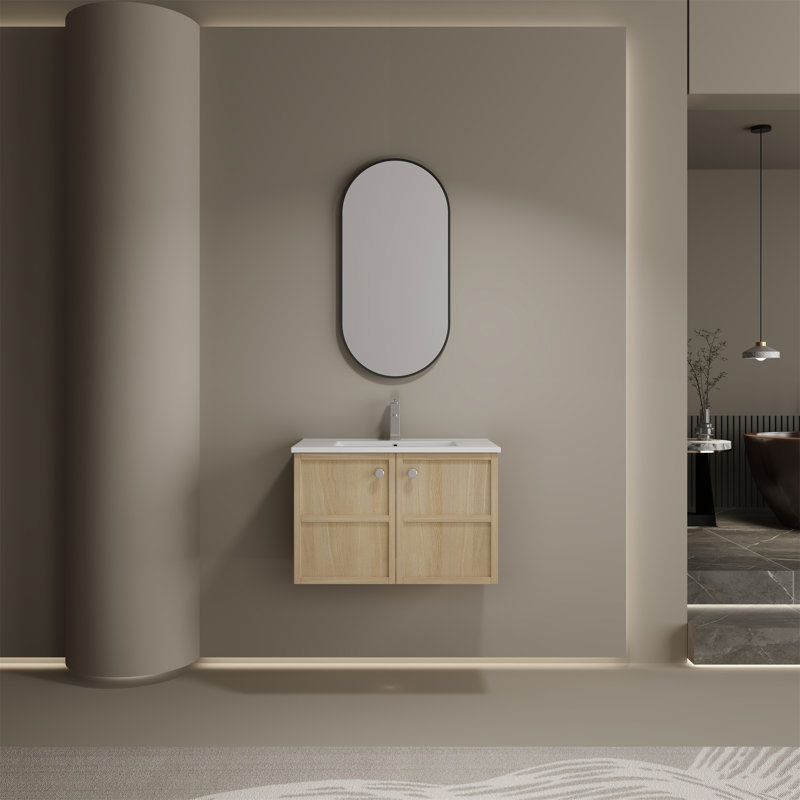 Lavabo de salle de bain mural en céramique Whit, 30"