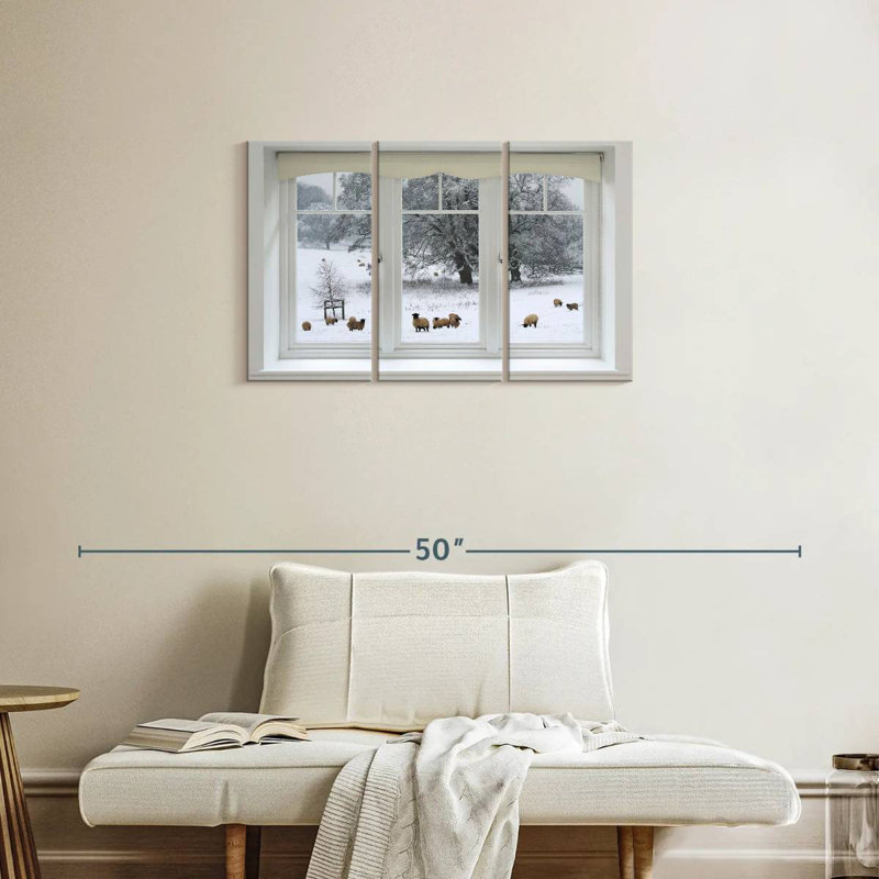 Lilie Winter Sheep Window View, 20" H x 33" W