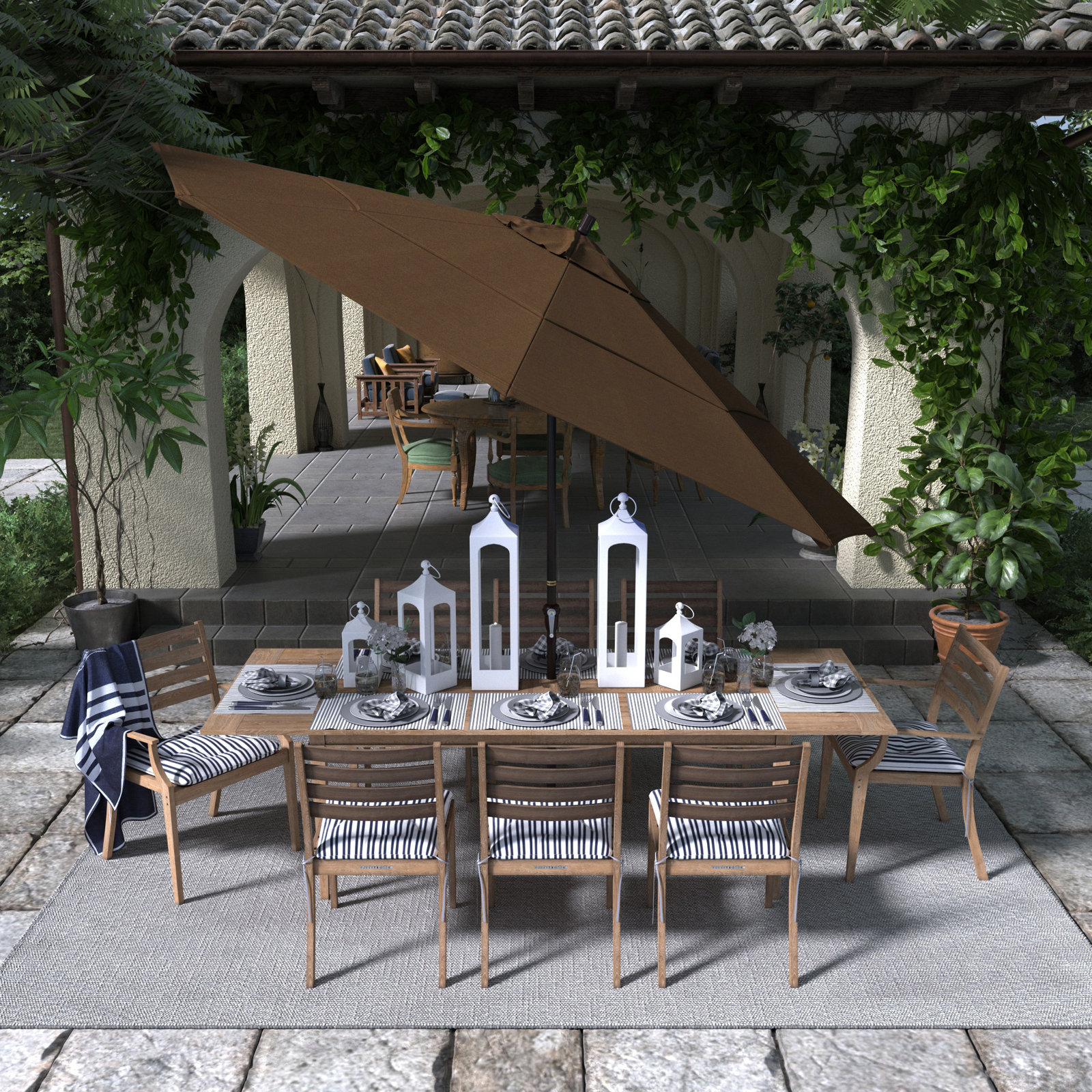132'' Outdoor Umbrella, Teak Performance