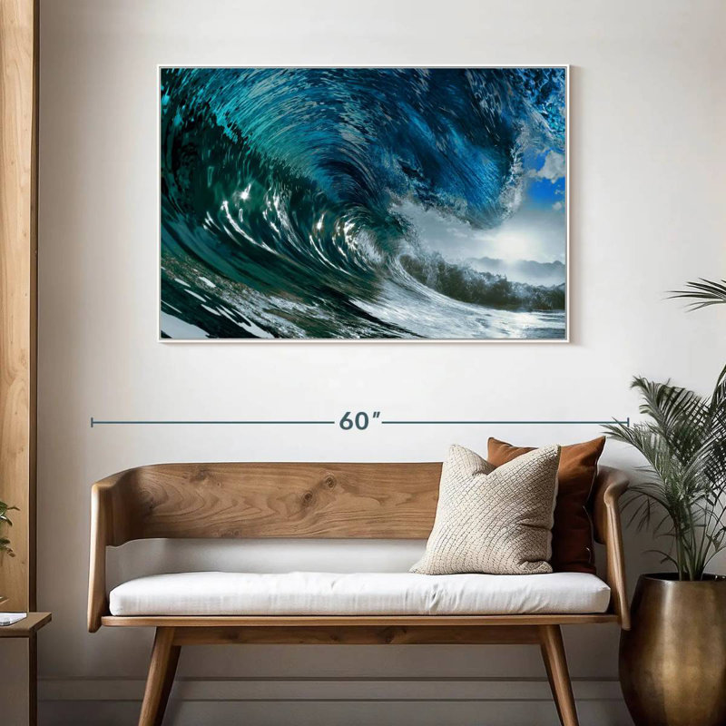 Vague scintillante, 46 po x 31 po, Cadre flottant blanc