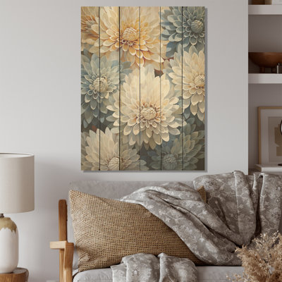 Maman, élégance bleue et blanche - Art sur bois de pin naturel