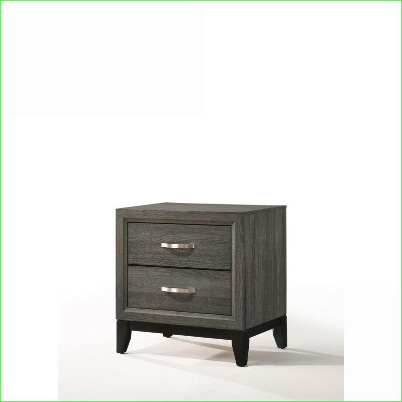 Valdemar Weathered Gray 2-Drawer Modern Nightstand