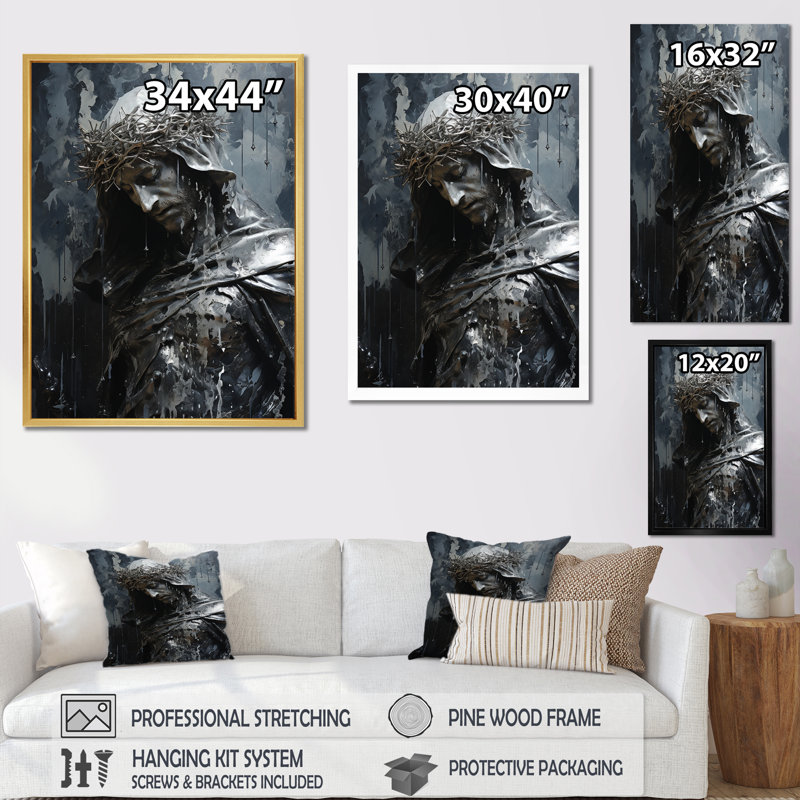 Christianisme Judas Silver Shadows I sur toile, Cadre simple noir, H 44 po x l 34 po x P 1,5 po