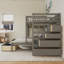 Lit superposé simple au-dessus de simple et simple en bois massif, lit superposé triple avec tiroirs-1145388667