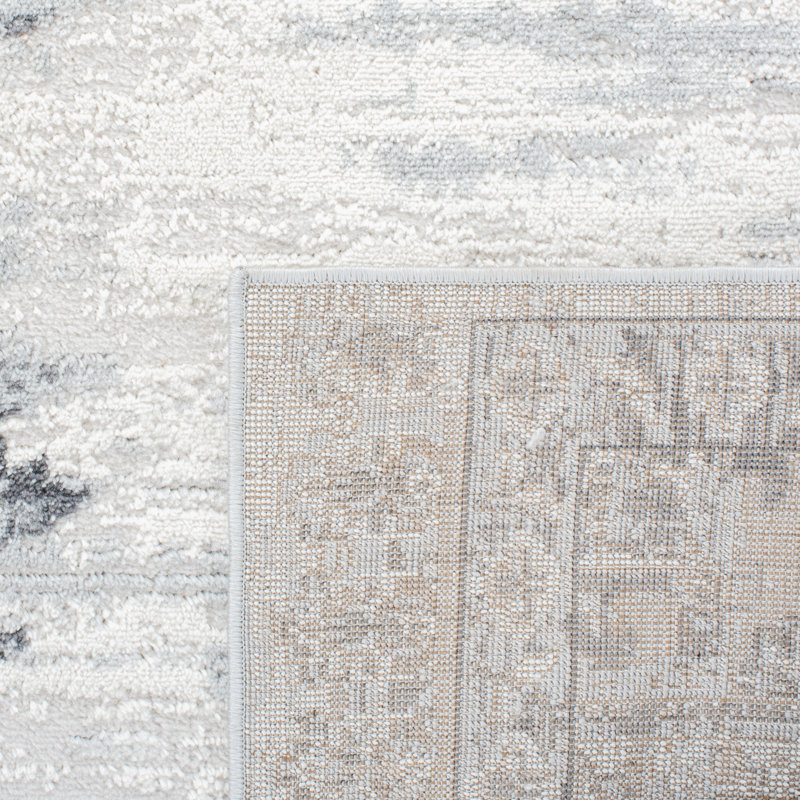 Tapis oriental ivoire et gris, Carré 6 pi 7 po
