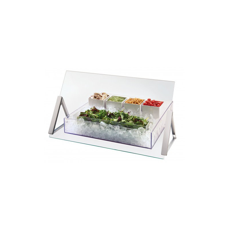 Portable Glass Sneeze Guard, 18" H x 30" W x 9" D