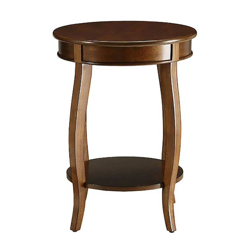 Table d'appoint ronde en noyer avec tablette inférieure, Noyer
