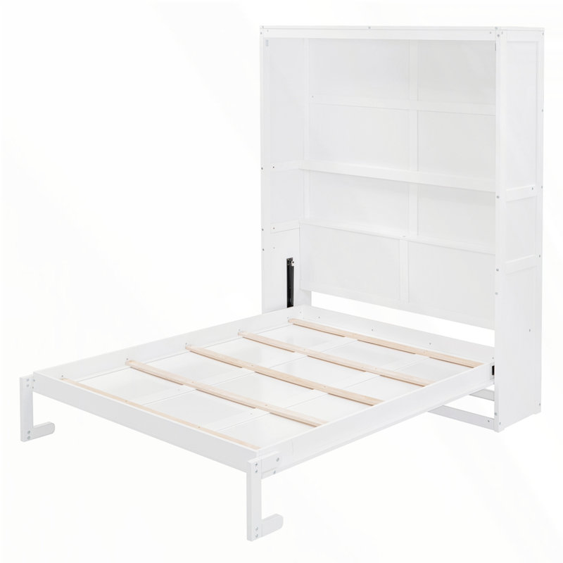 Lit escamotable mural avec tablettes Murphy, Blanc