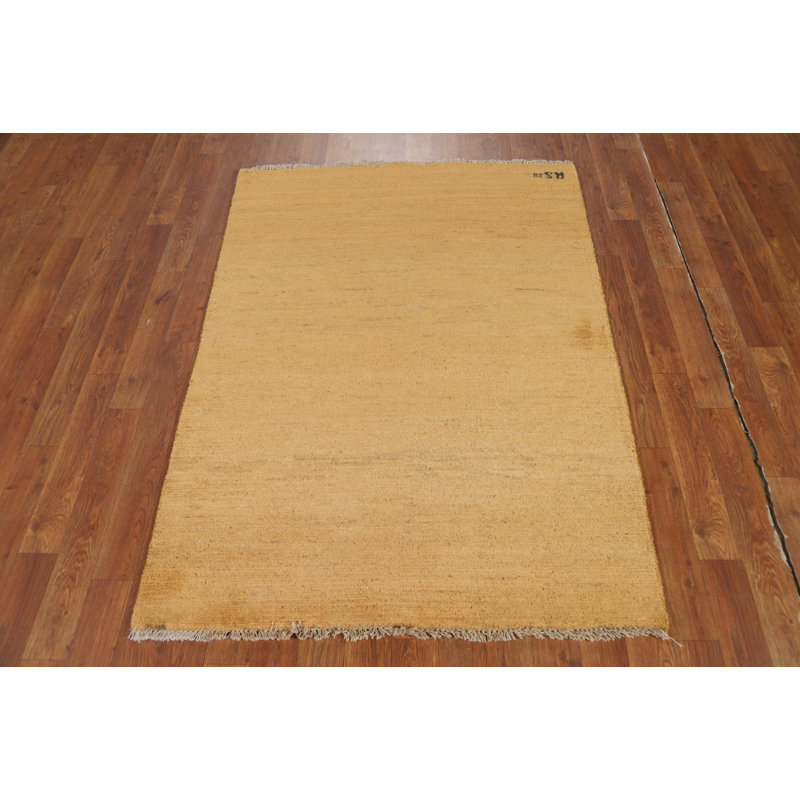 Tapis contemporain contemporain Gabbeh jaune 3 x 5