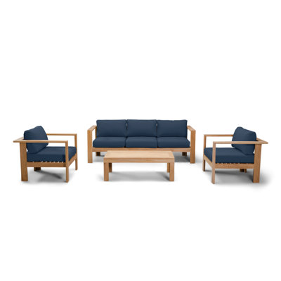 Ando 4 Piece Teak Sofa Seating Group with Sunbrella Cushions