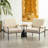 Mid-Century Modern Leatherette And Fabric Combination Armchair With Black Metal Frame And Padded Arms