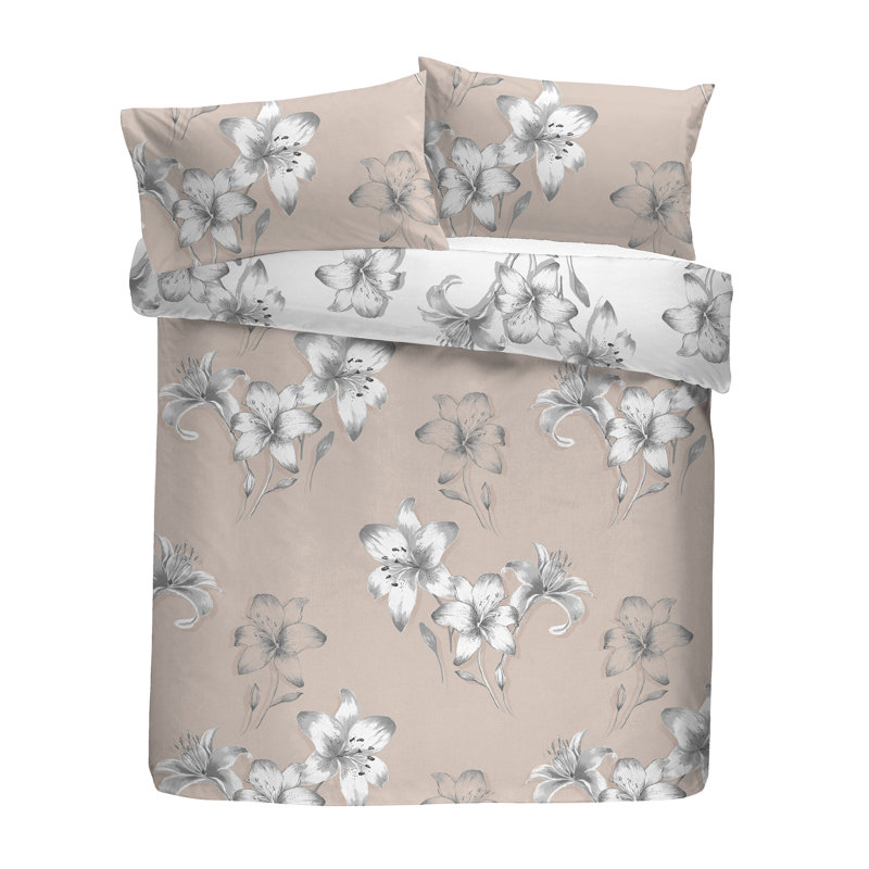 Kitty 130 TC Duvet Cover Set, Blush, King Duvet Cover + 2 Standard Pillowcases