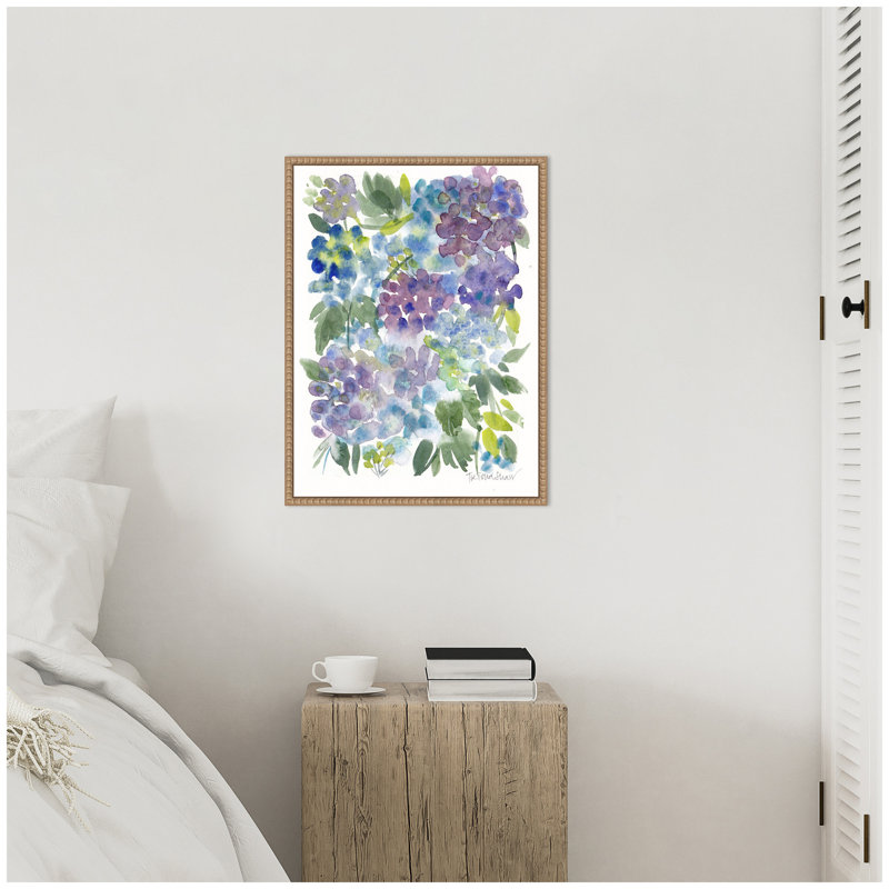 «Watercolor Purple Hydrafloral» par Patricia Shaw, reproduction d'art sur toile encadrée, Perlé naturel