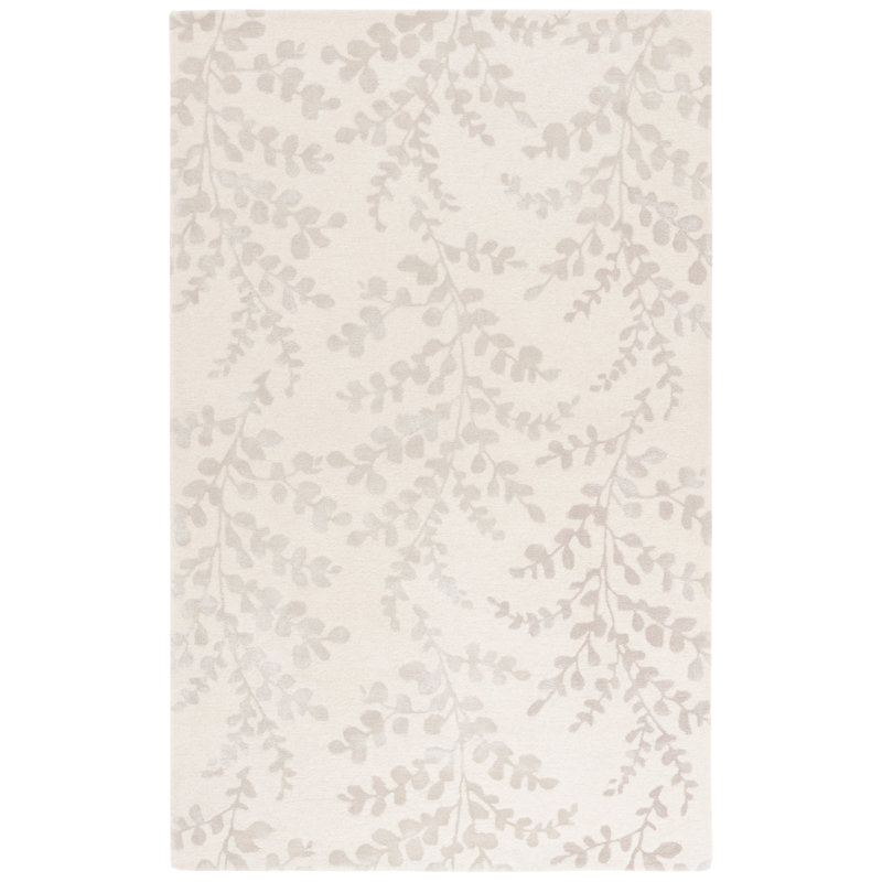 Hensleigh Hand Tufted Wool/Viscose/Cotton Floral Rug in Ivory/Beige, Rectangle 3' x 5'