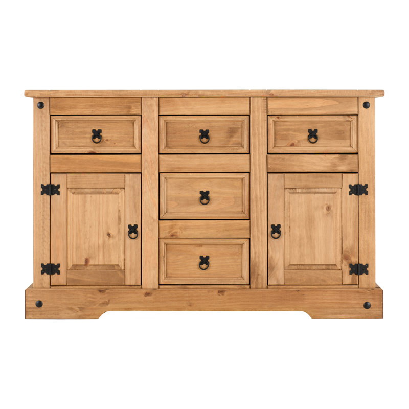 Buffet Millwood Pines avec armoire de rangement en bois massif Odelie, 31.49" H x 44.09" W x 15.74" D